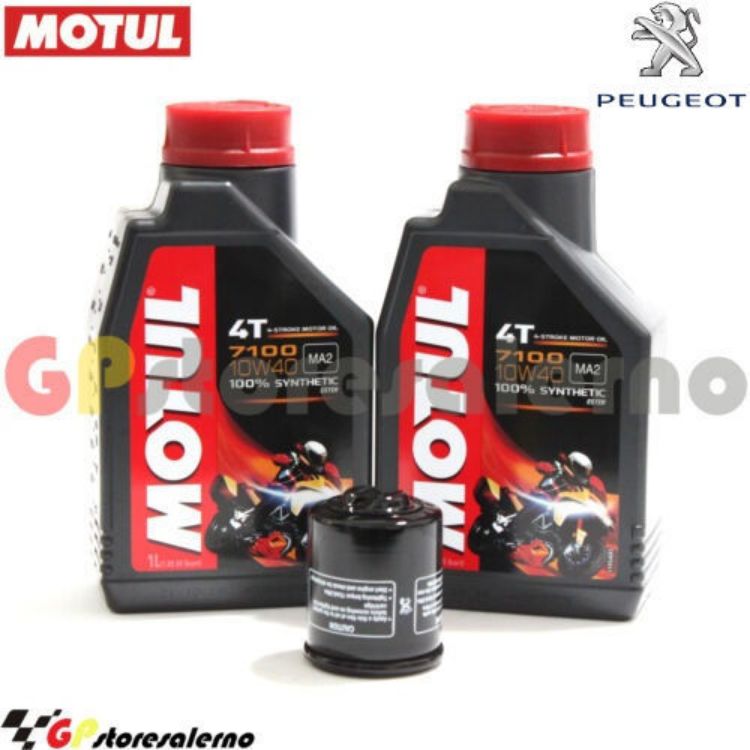 Immagine di KIT TAGLIANDO OLIO + FILTRO MOTUL 7100 10W40 2L PEUGEOT 125 LOOXOR DAL 2003 AL 2004