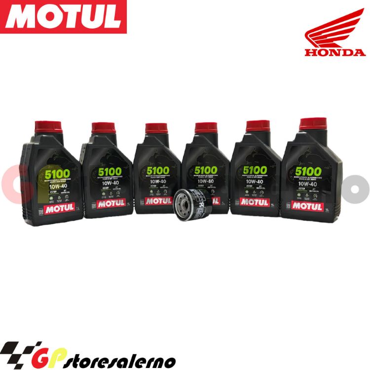 Immagine di KIT TAGLIANDO OLIO + FILTRO MOTUL 5100 10W40 6 LITRI HONDA GL 1800 D GOLD WING TOUR DCT DAL 2018 AL 2023