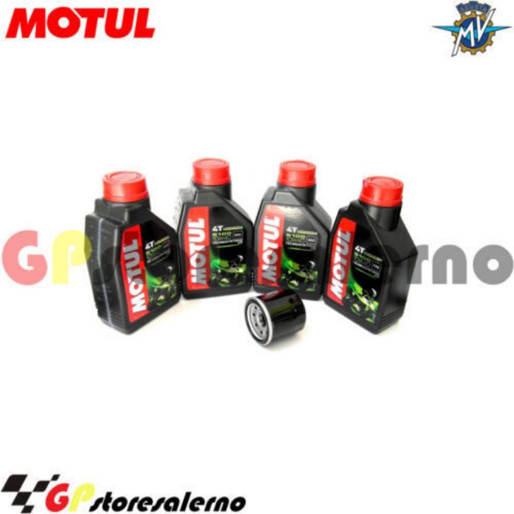 Immagine di KIT TAGLIANDO OLIO + FILTRO MOTUL 5100 10W40 4 LITRI MV AGUSTA 989 BRUTALE 2009