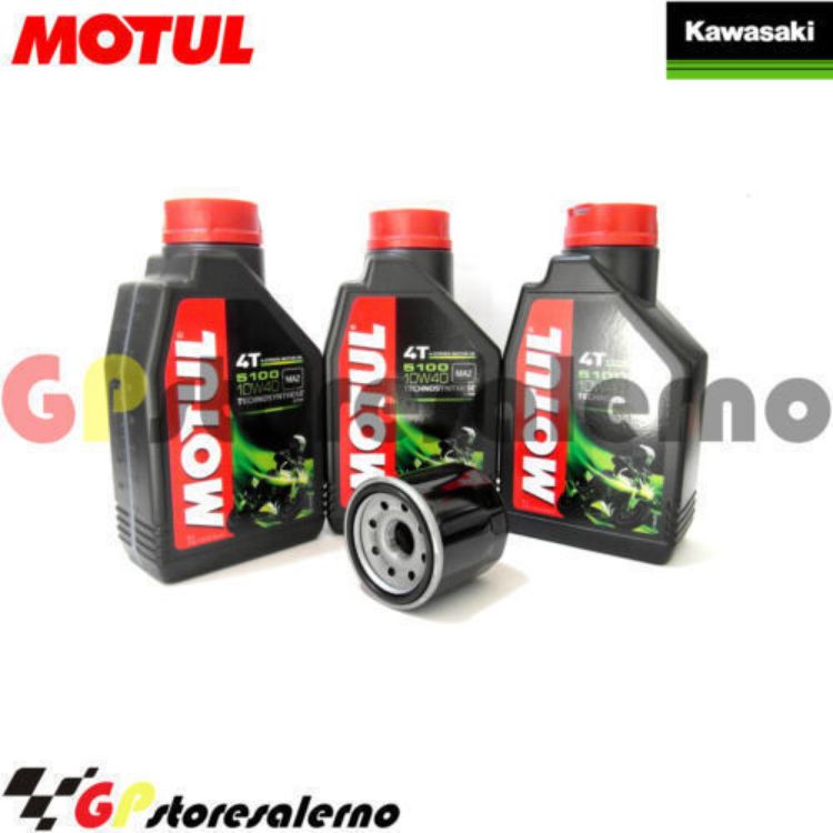 Immagine di KIT TAGLIANDO OLIO + FILTRO MOTUL 5100 10W40 3 LITRI KAWASAKI Z 650 ER DAL 2017 AL 2024