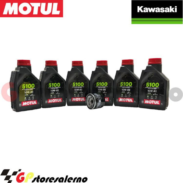 Immagine di KIT TAGLIANDO OLIO + FILTRO MOTUL 5100 10W40 6 LITRI KAWASAKI VN 2000 VULCAN DAL 2007 AL 2009