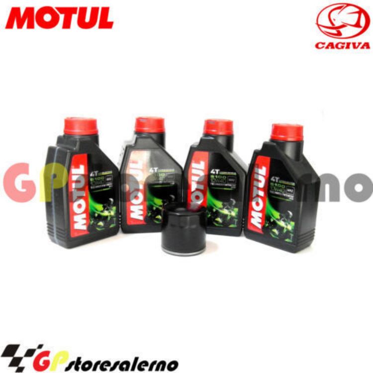 Immagine di KIT TAGLIANDO OLIO + FILTRO MOTUL 5100 10W40 4 LITRI CAGIVA 350 ALAZZURRA TL / GT DAL 1983 AL 1988