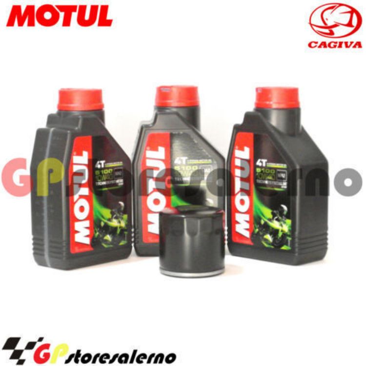 Immagine di KIT TAGLIANDO OLIO + FILTRO MOTUL 5100 10W40 3 LITRI CAGIVA 650 ALAZZURRA SPORTS DAL 1982 AL 1988