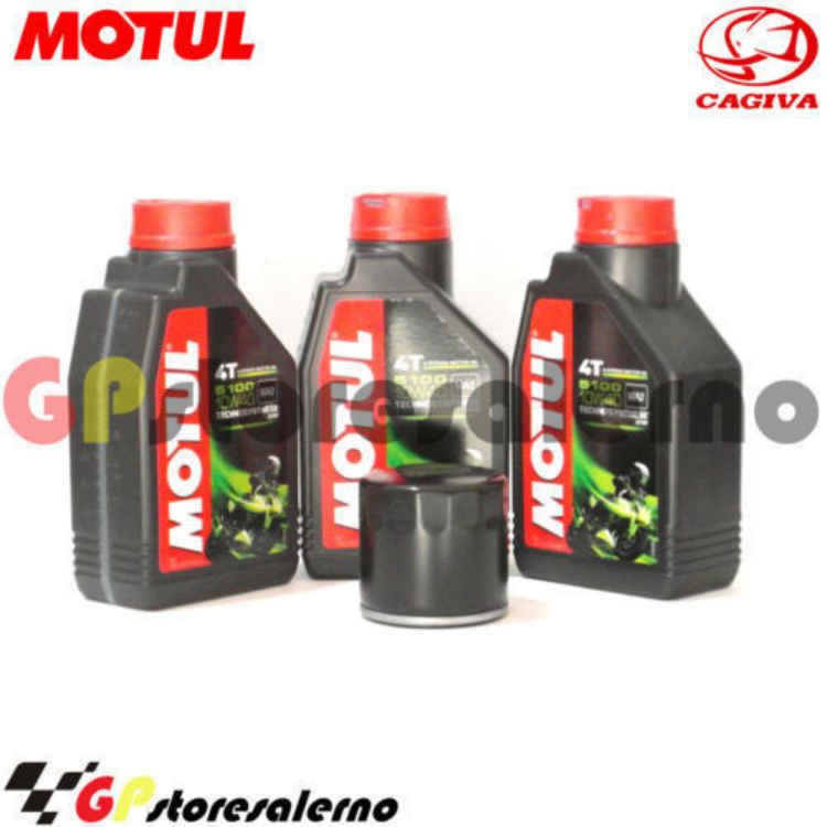 Immagine di KIT TAGLIANDO OLIO + FILTRO MOTUL 5100 10W40 3 LITRI CAGIVA 900 ELEFANT IE GT / LUCKY EXPLORER DAL 1990 AL 1992