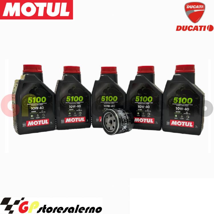 Immagine di KIT TAGLIANDO OLIO + FILTRO MOTUL 5100 10W40 5 LITRI DUCATI 1260 MULTISTRADA D-AIR DAL 2019 AL 2020