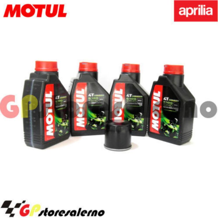 Immagine di KIT TAGLIANDO OLIO + FILTRO MOTUL 5100 10W40 4 LITRI APRILIA RSV 1000 RSV4 R DAL 2009 AL 2011