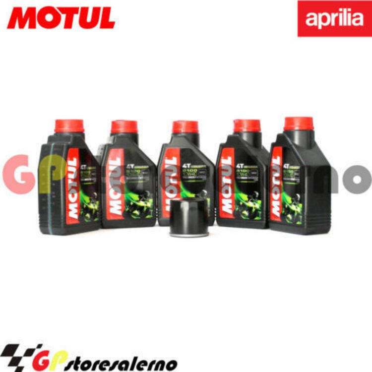 Immagine di KIT TAGLIANDO OLIO + FILTRO MOTUL 5100 10W40 5 LITRI APRILIA RSV4 1000 RF DAL 2015 AL 2018