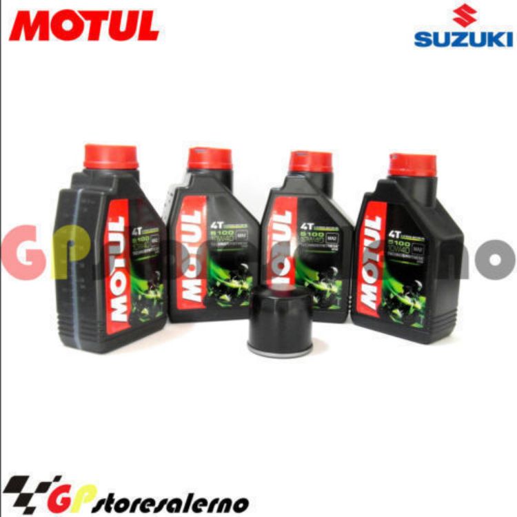 Immagine di KIT TAGLIANDO OLIO + FILTRO MOTUL 5100 10W40 4 LITRI SUZUKI VS 700 DAL 1987 AL 1988