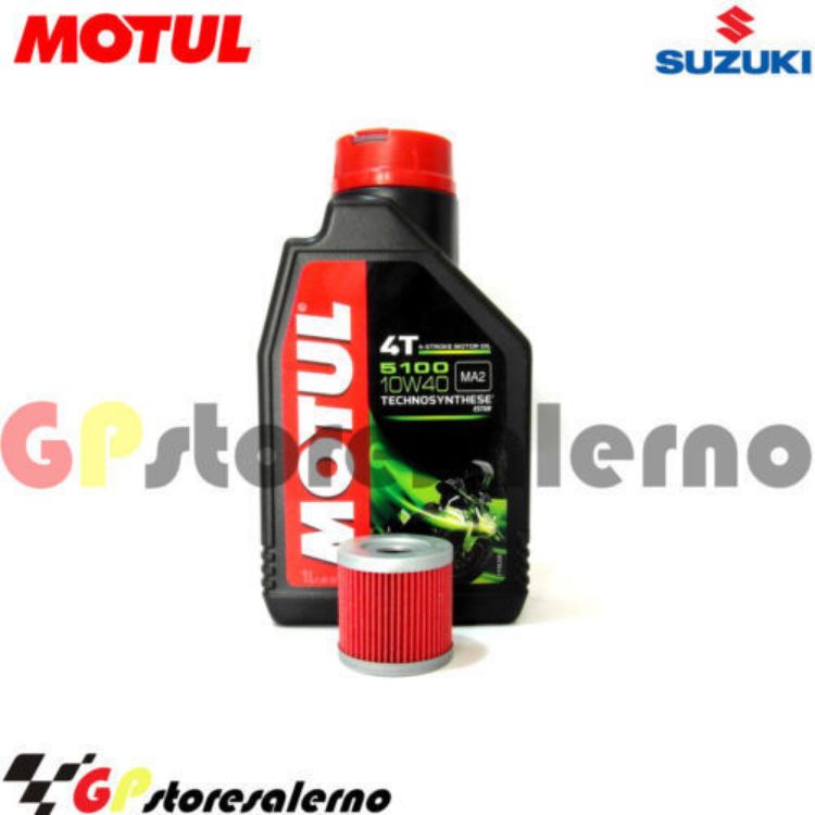 Immagine di KIT TAGLIANDO OLIO + FILTRO MOTUL 5100 10W40 1 LITRO SUZUKI AN 125 DAL 1996 AL 2000