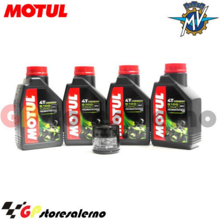 Immagine di KIT TAGLIANDO OLIO + FILTRO MOTUL 5100 10W40 4 LITRI MV AGUSTA F4 750 AGOSTINI 2003