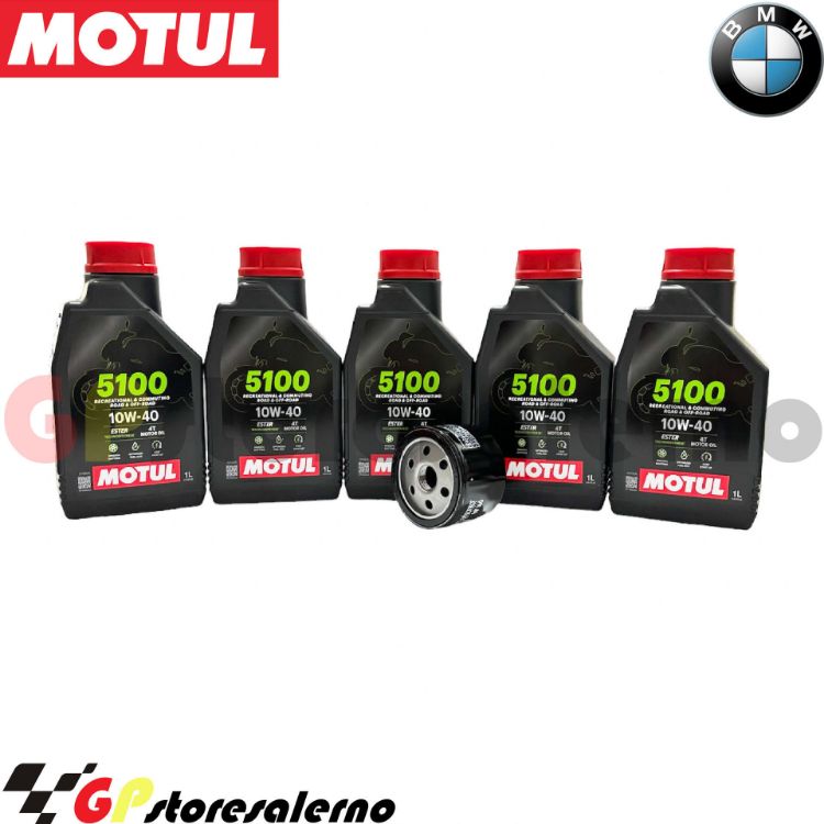 Immagine di KIT TAGLIANDO OLIO + FILTRO MOTUL 5100 10W40 5 LITRI BMW S 1000 RR SPORT 2010