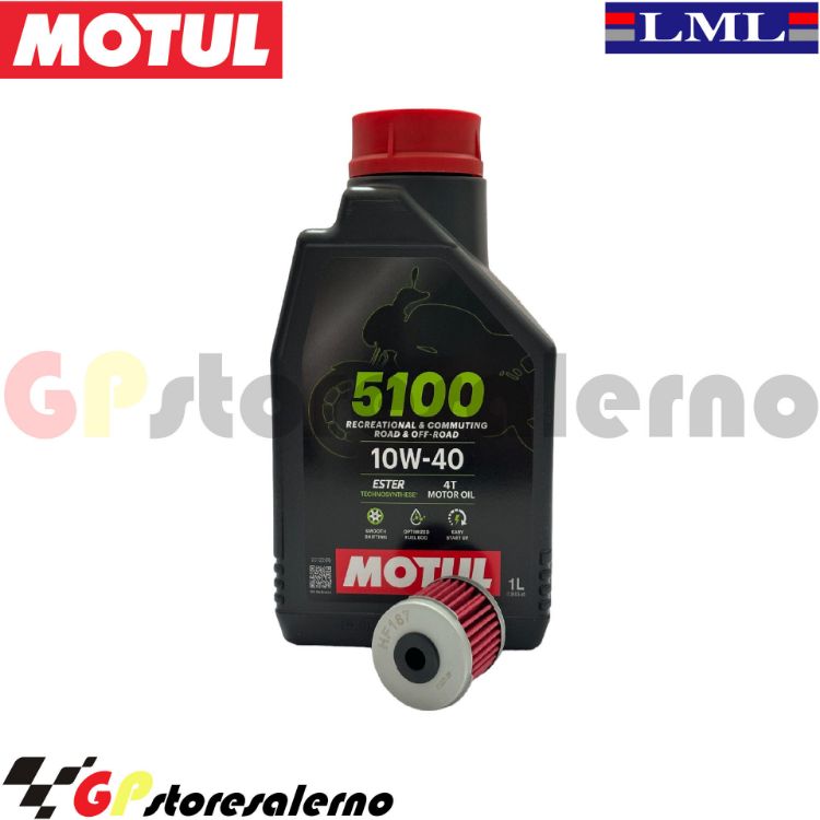 Immagine di KIT TAGLIANDO OLIO + FILTRO MOTUL 5100 10W40 1 LITRO LML STAR 125 4T DAL 2009 AL 2015