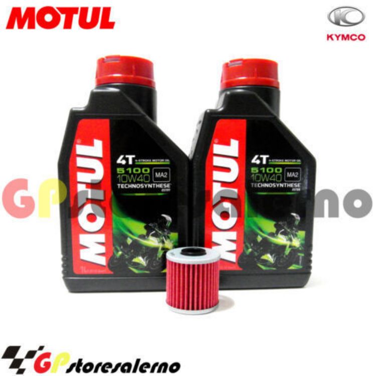 Immagine di KIT TAGLIANDO OLIO + FILTRO MOTUL 5100 10W40 2 LITRI KYMCO 400 i XCITING DAL 2012 AL 2017