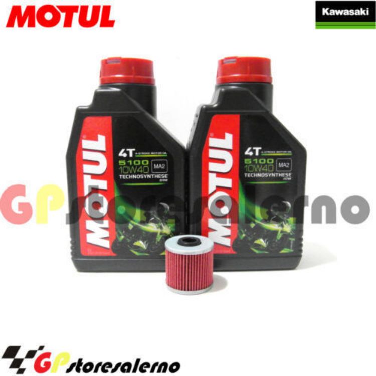 Immagine di KIT TAGLIANDO OLIO + FILTRO MOTUL 5100 10W40 2 LITRI KAWASAKI J 300 DAL 2014 AL 2020