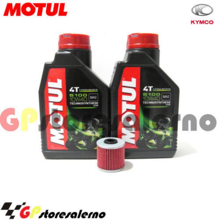 Immagine di KIT TAGLIANDO OLIO + FILTRO MOTUL 5100 10W40 2 LITRI KYMCO 125 DOWNTOWN I.E. DAL 2009 AL 2016