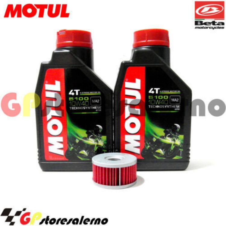 Immagine di KIT TAGLIANDO OLIO + FILTRO MOTUL 5100 10W40 2 LITRI BETAMOTOR 350 ALP 4.0 DAL 2003 AL 2018