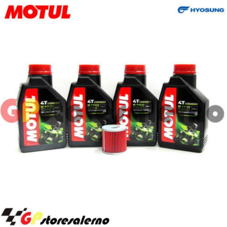 Immagine di KIT TAGLIANDO OLIO + FILTRO MOTUL 5100 10W40 4 LITRI HYOSUNG GT 650 COMET DAL 2005 AL 2008