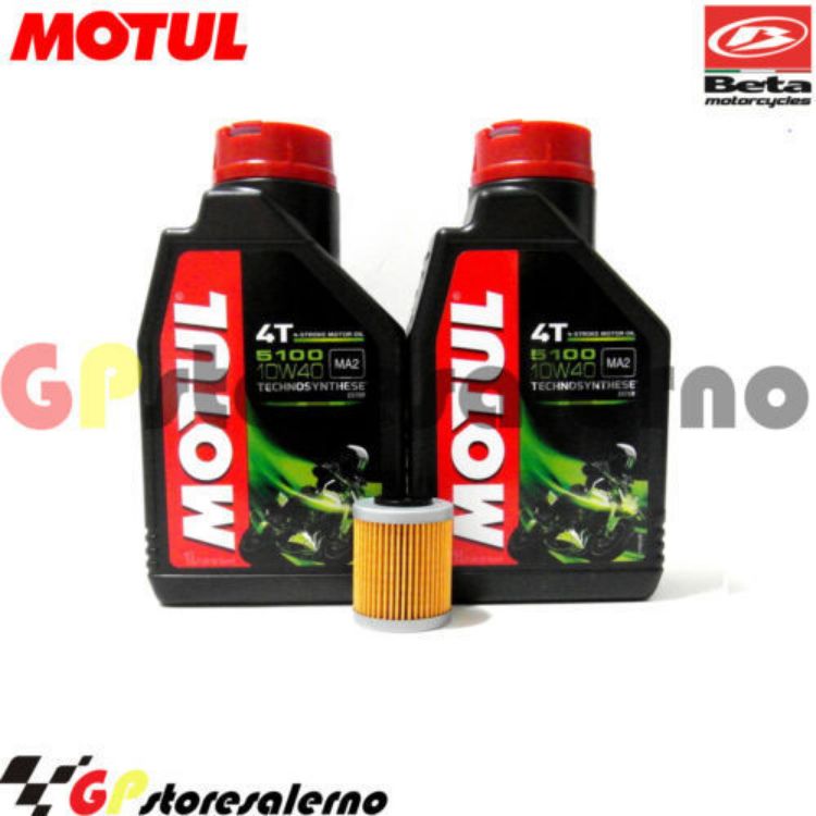 Immagine di KIT TAGLIANDO OLIO + FILTRO MOTUL 5100 10W40 2 LITRI BETAMOTOR 250 RR ENDURO 4T DAL 2005 AL 2009