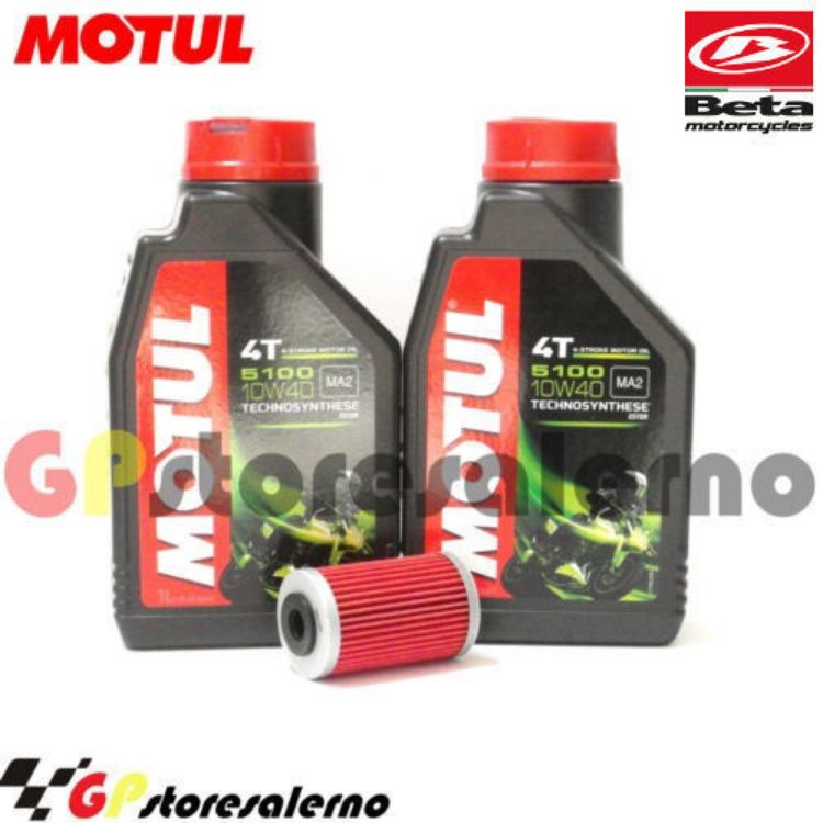 Immagine di KIT TAGLIANDO OLIO + FILTRO MOTUL 5100 10W40 2 LITRI BETAMOTOR 400 RR ENDURO 4T DAL 2005 AL 2009