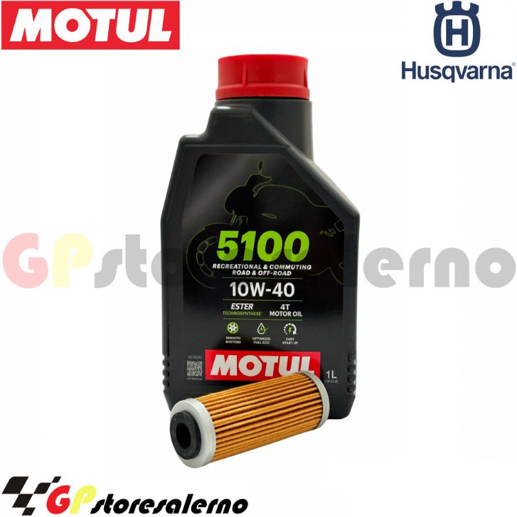 Immagine di KIT TAGLIANDO OLIO + FILTRO MOTUL 5100 10W40 1 LITRO HUSQVARNA FC 250 DAL 2016 AL 2023