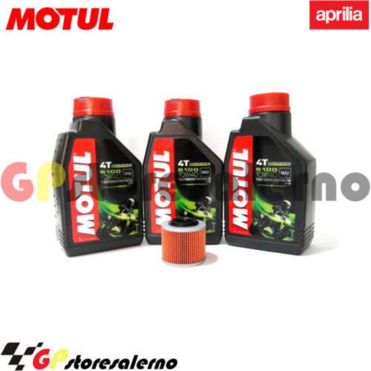 Immagine di KIT TAGLIANDO OLIO + FILTRO MOTUL 5100 10W40 3 LITRI APRILIA 350 ETX TUAREG WIND DAL 1986 AL 1992