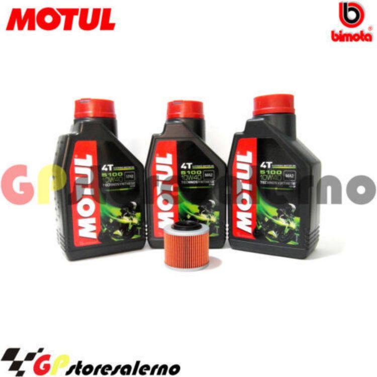 Immagine di KIT TAGLIANDO OLIO + FILTRO MOTUL 5100 10W40 3 LITRI BIMOTA 650 BB1 SUPERMOTO DAL 1995 AL 1996