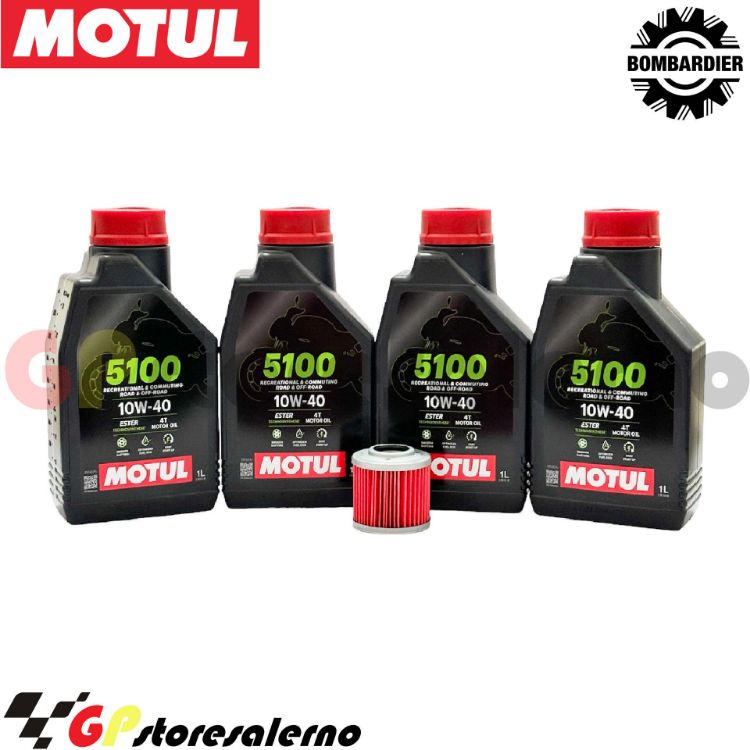 Immagine di KIT TAGLIANDO OLIO + FILTRO MOTUL 5100 10W40 4 LITRI BOMBARDIER DS 650 BAYA DAL 2003 AL 2004