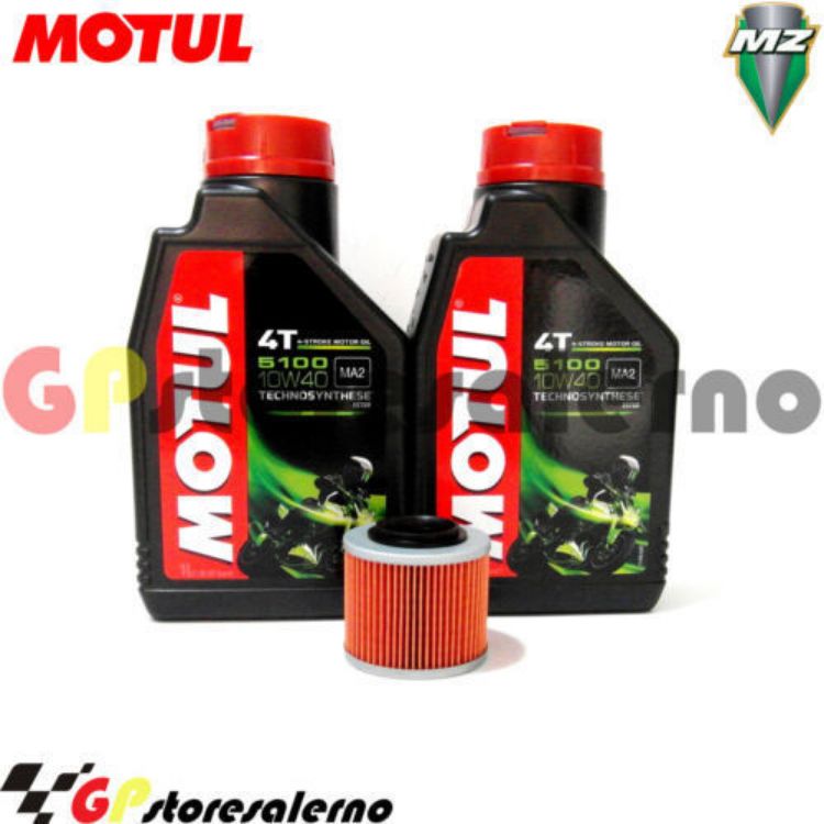 Immagine di KIT TAGLIANDO OLIO + FILTRO MOTUL 5100 10W40 2 LITRI MUZ 125 RT DAL 2000 AL 2008