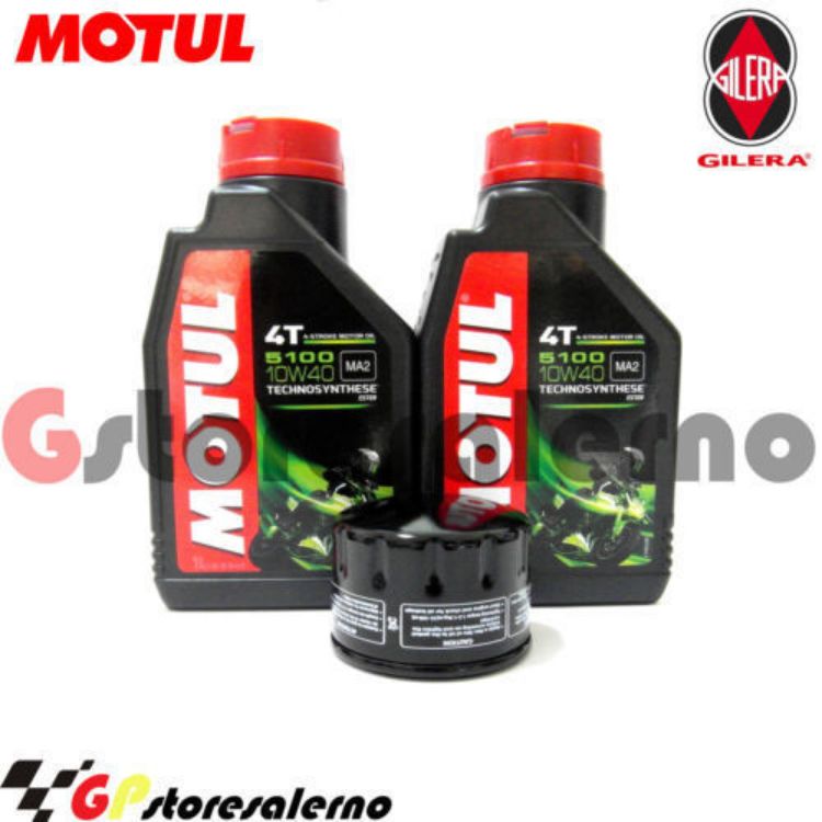 Immagine di KIT TAGLIANDO OLIO + FILTRO MOTUL 5100 10W40 2 LITRI GILERA 500 FUOCO / LT DAL 2007 AL 2015