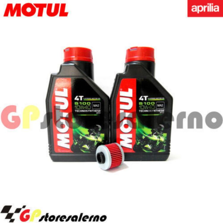 Immagine di KIT TAGLIANDO OLIO + FILTRO MOTUL 5100 10W40 2 LITRI APRILIA 125 SCARABEO DAL 1999 AL 2003