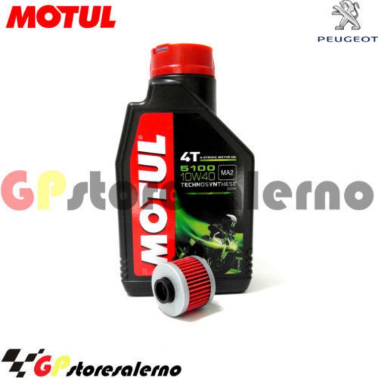 Immagine di KIT TAGLIANDO OLIO + FILTRO MOTUL 5100 10W40 1 LITRO PEUGEOT 125 CITYSTAR I.E. DAL 2011 AL 2018