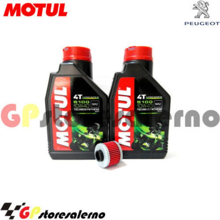 Immagine di KIT TAGLIANDO OLIO + FILTRO MOTUL 5100 10W40 2 LITRI PEUGEOT 125 GEOPOLIS / EXECUTIVE / GEO RS DAL 2007 AL 2013