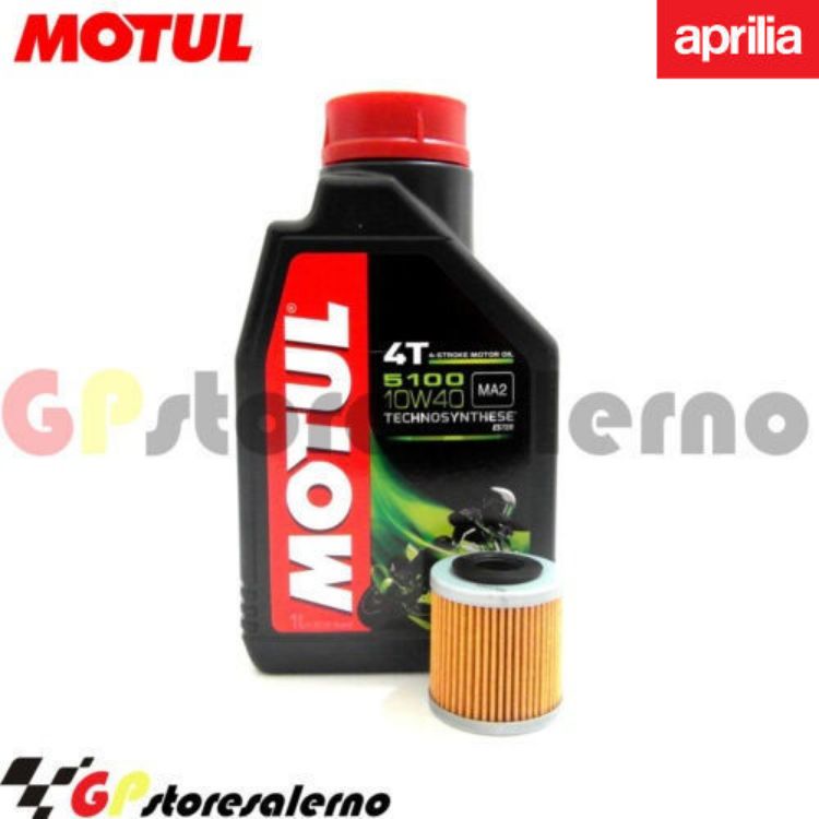 Immagine di KIT TAGLIANDO OLIO + FILTRO MOTUL 5100 10W40 1 LITRO APRILIA 125 RS 4T DAL 2017 AL 2018