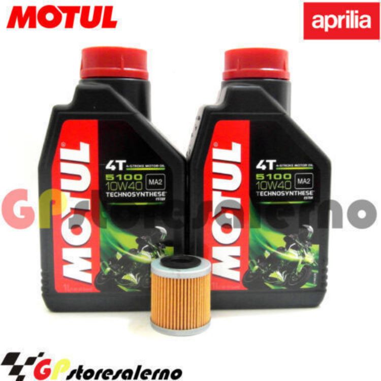 Immagine di KIT TAGLIANDO OLIO + FILTRO MOTUL 5100 10W40 2 LITRI DERI 125 MULHACEN 4T DAL 2007 AL 2013