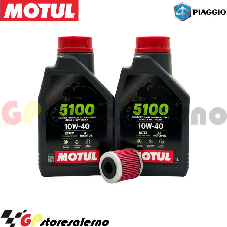 Immagine di KIT TAGLIANDO OLIO + FILTRO MOTUL 5100 10W40 2 LITRI PIAGGIO 350 BEVERLY ST SPORT TOURING 4T-4V I.E. E4 DAL 2016 AL 2017