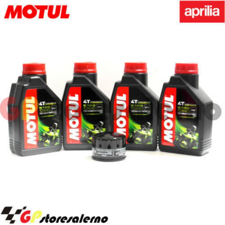 Immagine di KIT TAGLIANDO OLIO + FILTRO MOTUL 5100 10W40 4 LITRI APRILIA DORSODURO 900 ABS DAL 2017 AL 2018