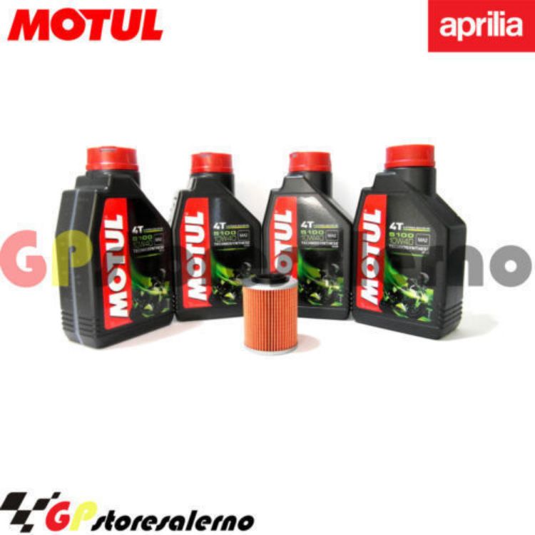 Immagine di KIT TAGLIANDO OLIO + FILTRO MOTUL 5100 10W40 4 LITRI APRILIA RSV 1000 MILLE DAL 1999 AL 2004