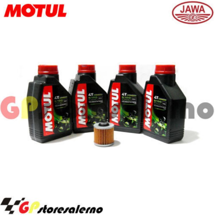 Immagine di KIT TAGLIANDO OLIO + FILTRO MOTUL 5100 10W40 4 LITRI JAWA 650 DAKAR DAL 2009 AL 2012