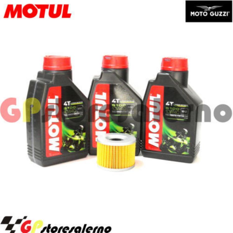 Immagine di KIT TAGLIANDO OLIO + FILTRO MOTUL 5100 10W40 3 LITRI MOTO GUZZI 350 QUATTRO DAL 1974 AL 1975