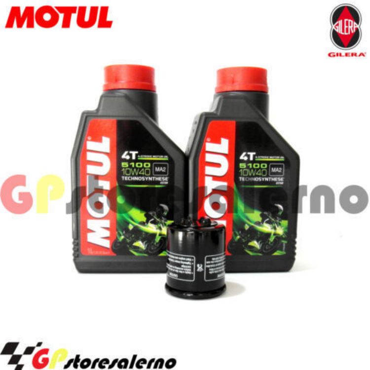 Immagine di KIT TAGLIANDO OLIO + FILTRO MOTUL 5100 10W40 2 LITRI GILERA 125 DNA DAL 2001 AL 2003