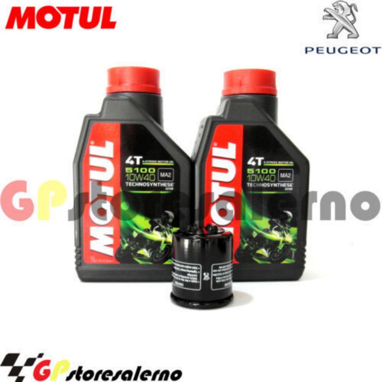 Immagine di KIT TAGLIANDO OLIO + FILTRO MOTUL 5100 10W40 2 LITRI PEUGEOT 125 LOOXOR DAL 2003 AL 2004