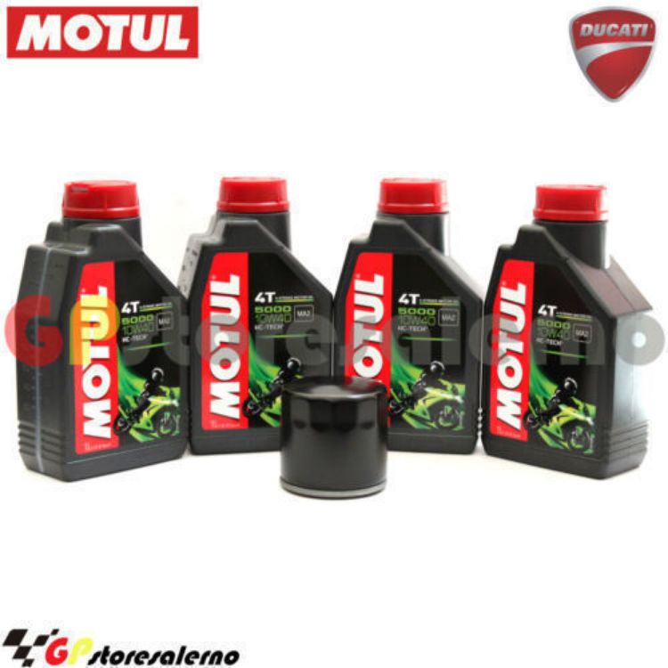 Immagine di KIT TAGLIANDO OLIO + FILTRO MOTUL 5000 10W40 4 LITRI DUCATI 1200 MOSTER R DAL 2016 AL 2019