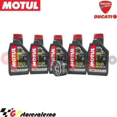 Visualizza i dettagli per KIT TAGLIANDO OLIO + FILTRO MOTUL 5000 10W40 5 LITRI DUCATI 1260 DIAVEL / S DAL 2020 AL 2021 Immagine di KIT TAGLIANDO OLIO + FILTRO MOTUL 5000 10W40 5 LITRI DUCATI 1260 DIAVEL / S DAL 2020 AL 2021