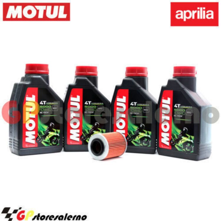 Immagine di KIT TAGLIANDO OLIO + FILTRO MOTUL 5000 10W40 4 LITRI APRILIA RSV 1000 R FACTORY DAL 2004 AL 2009