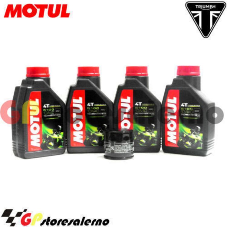 Immagine di KIT TAGLIANDO OLIO + FILTRO MOTUL 5100 10W40 4 LITRI TRIUMPH BONNEVILLE 1200 T120 STEALTH EDITION 2024