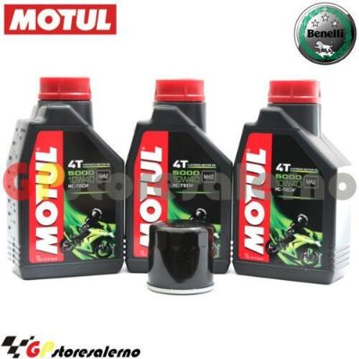 Visualizza i dettagli per KIT TAGLIANDO OLIO + FILTRO MOTUL 5000 10W40 3 LITRI BENELLI 752 S DAL 2019 AL 2024 Immagine di KIT TAGLIANDO OLIO + FILTRO MOTUL 5000 10W40 3 LITRI BENELLI 752 S DAL 2019 AL 2024