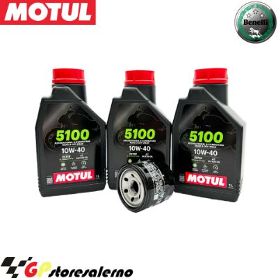 Visualizza i dettagli per KIT TAGLIANDO OLIO + FILTRO MOTUL 5100 10W40 3 LITRI BENELLI BN 302 / ABS DAL 2015 AL 2020 Immagine di KIT TAGLIANDO OLIO + FILTRO MOTUL 5100 10W40 3 LITRI BENELLI BN 302 / ABS DAL 2015 AL 2020