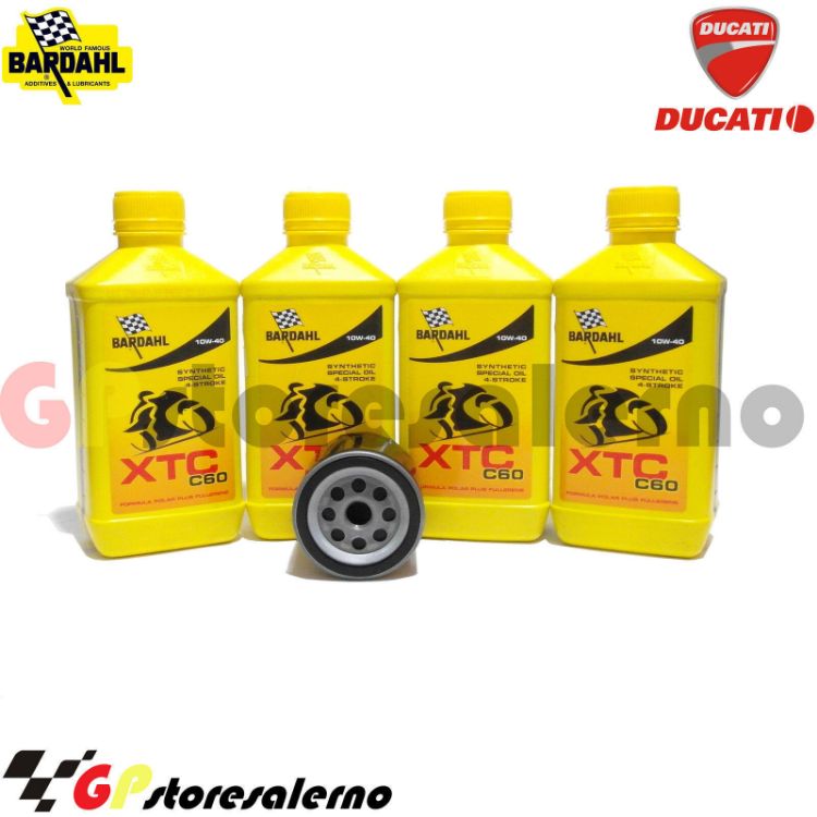 Immagine di KIT TAGLIANDO OLIO + FILTRO 4L BARDAHL XTC C60 10W40 DUCATI 1098 / R / S DAL 2007 AL 2008