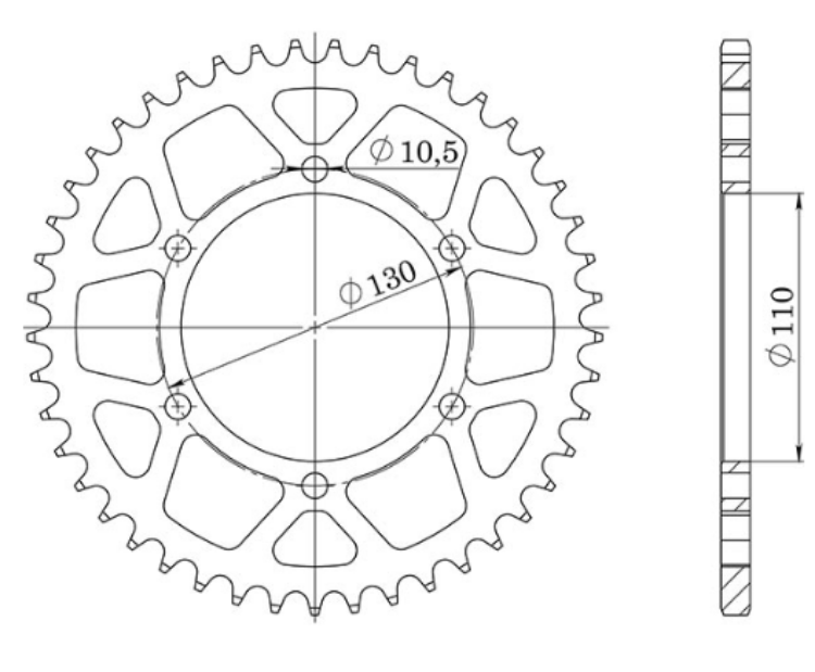 Immagine di 12815-43 CORONA CORONA IN ACCIAIO AFAM PASSO 525 Z 43 PER YAMAHA 700 MT 07 DAL 2021 AL 2026