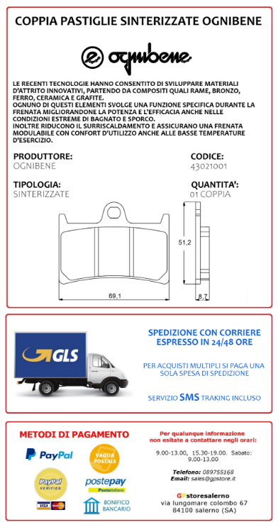 Immagine di 43021001 PASTIGLIE ANTERIORI SINTERIZZATE OGNIBENE YAMAHA 560 XP E T MAX DAL 2020 AL 2026
